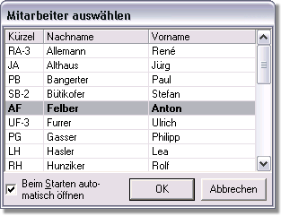 Mitarbeiter auswhlen